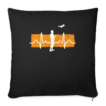 Model Flight Heartbeat ECG RC Airplane Airplane Gesc - Sofa pillowcase 17,3'' x 17,3'' (45 x 45 cm) - black - Front