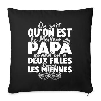 Meilleur Papa Avec Deux Filles Comme Les Miennes - Housse de coussin décorative 45 x 45 cm - noir - Devant