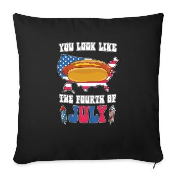 July 4 American Hot Dog for Hot Dog Lovers - Sofa pillowcase 17,3'' x 17,3'' (45 x 45 cm) - black - Front