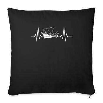 Book Heartbeat for Book Lovers - Sofa pillowcase 17,3'' x 17,3'' (45 x 45 cm) - black - Front