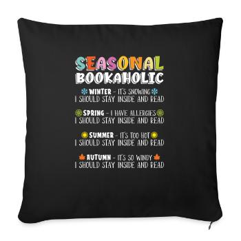 Bookaholic saisonnier pour les amateurs de livres - Housse de coussin décorative 45 x 45 cm - noir - Devant