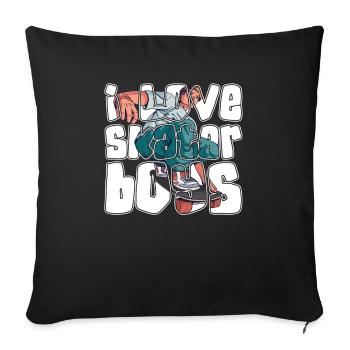 J’adore Skater Boys pour les skateboarders - Housse de coussin décorative 45 x 45 cm - noir - Devant