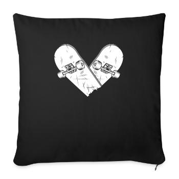 Signe d’amour skateboard pour les skateboarders - Housse de coussin décorative 45 x 45 cm - noir - Devant