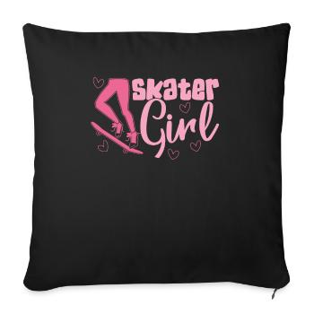 Skater girls pour skateboarders - Housse de coussin décorative 45 x 45 cm - noir - Devant