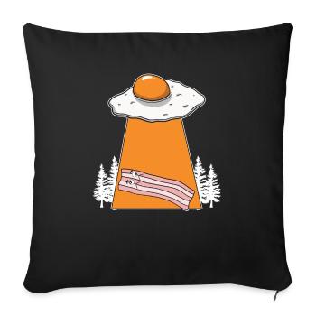 Speck Alien Entführung Frühstück Speck Liebhaber F - Sofakissenbezug 45 x 45 cm - Schwarz - Vorne