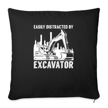 Facile de l’excavatrice pour excavatrice distraite - Housse de coussin décorative 45 x 45 cm - noir - Devant