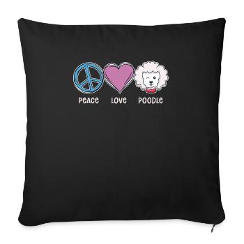 Paix Amour Caniche Amoureux des chiens - Housse de coussin décorative 45 x 45 cm - noir - Devant