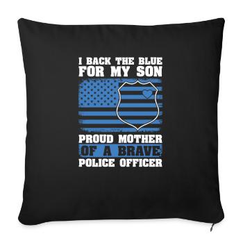 Police mother like a normal mother, but with - Sofa pillowcase 17,3'' x 17,3'' (45 x 45 cm) - black - Front
