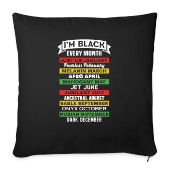 Je suis noir tous les mois. Histoire des Noirs - Housse de coussin décorative 45 x 45 cm - noir - Devant