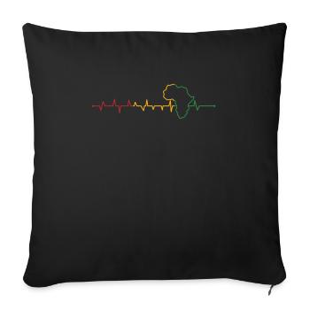 Africa Map Heartbeat Black History - Sofa pillowcase 17,3'' x 17,3'' (45 x 45 cm) - black - Front