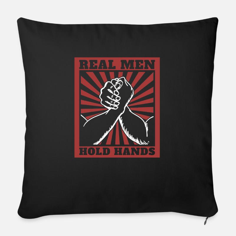 De vrais hommes se tenant la main bras de fer - Housse de coussin décorative 45 x 45 cm - noir