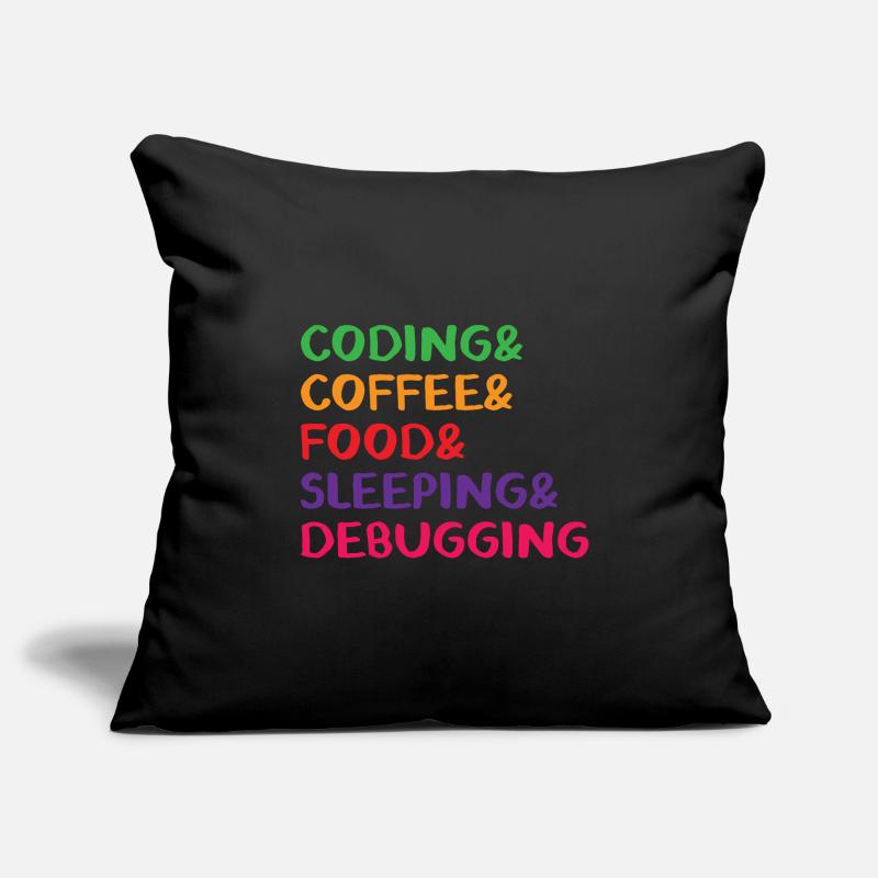 Coding Coffee Food Sleeping Debbuging Programmer C Sofakissenbezug 45 x 45 cm