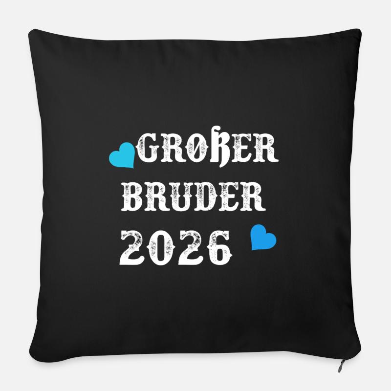Großer Bruder 2026 Werdender Großer Bruder - Sofakissenbezug 45 x 45 cm - Schwarz