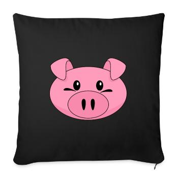 Pigs head pink funny - Sofa pillowcase 17,3'' x 17,3'' (45 x 45 cm) - black - Front