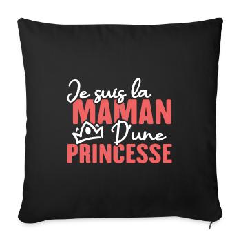 Je suis la maman d une princesse - Housse de coussin décorative 45 x 45 cm - noir - Devant