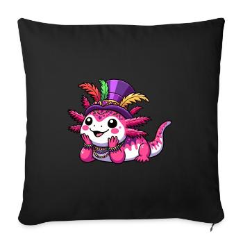 Mardi Gras Axolotl: Karnevals-Freude - Sofakissenbezug 45 x 45 cm - Schwarz - Vorne