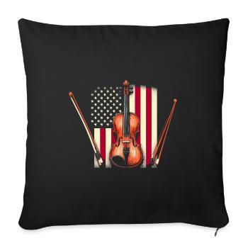 Drapeau américain USA Instrument violoniste Viole de viole - Housse de coussin décorative 45 x 45 cm - noir - Devant