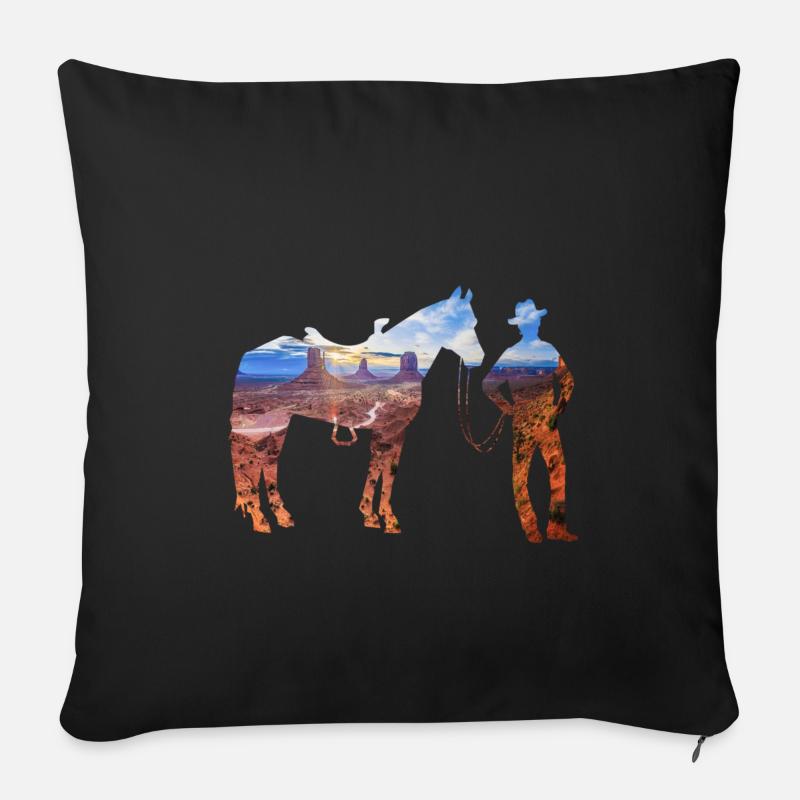 cowboy in der Steppe - Sofakissenbezug 45 x 45 cm - Schwarz