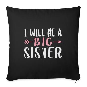 Je serai grande sœur - Housse de coussin décorative 45 x 45 cm - noir - Devant