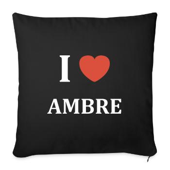 I love Ambre - Housse de coussin décorative 45 x 45 cm - noir - Devant