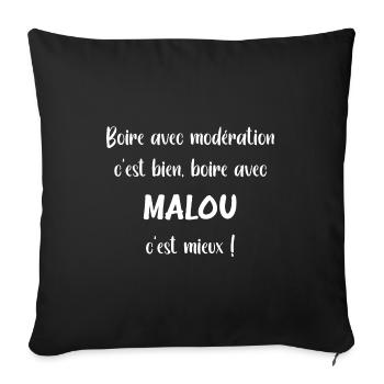 Boire avec malou - Housse de coussin décorative 45 x 45 cm - noir - Devant