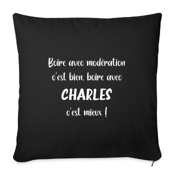 Charles - Housse de coussin décorative 45 x 45 cm - noir - Devant