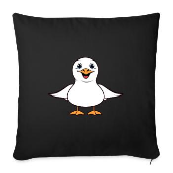 Humour petit mouette - Housse de coussin décorative 45 x 45 cm - noir - Devant