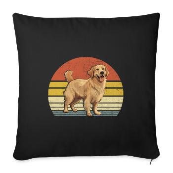 Rétro Vintage Golden Retriever GR Chien Golden Retri - Housse de coussin décorative 45 x 45 cm - noir - Devant