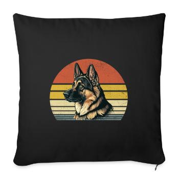 Retro Vintage Deutscher Schäferhund GSD Hundeliebhaber Deutsch - Sofakissenbezug 45 x 45 cm - Schwarz - Vorne