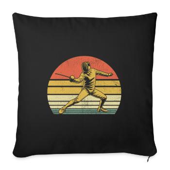 Retro Fence Sword Epee Fencing Fencer Athlete - Sofa pillowcase 17,3'' x 17,3'' (45 x 45 cm) - black - Front