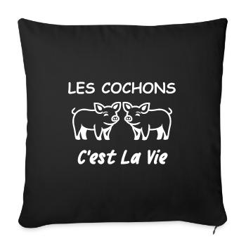 Les cochons c'est la vie - Housse de coussin décorative 45 x 45 cm - noir - Devant