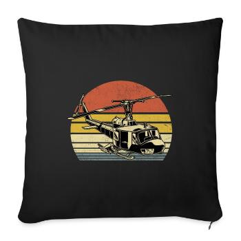 Rétro hélicoptère aviateur pilote hélicoptère hélicoptère - Housse de coussin décorative 45 x 45 cm - noir - Devant