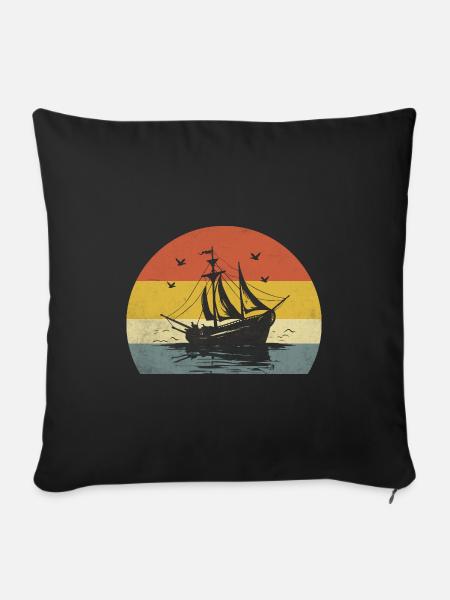 Retro Bootfahren Paddelboot - Sofakissenbezug 45 x 45 cm - Schwarz
