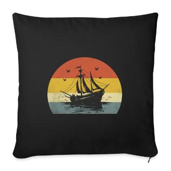 Retro Boating Paddle Boat - Sofa pillowcase 17,3'' x 17,3'' (45 x 45 cm) - black - Front