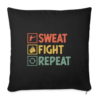 Sweat Fight Répéter Boxer Sports Musculation Gym - Housse de coussin décorative 45 x 45 cm - noir - Devant