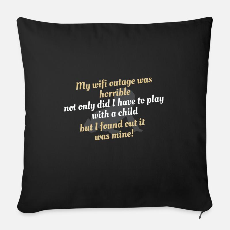 Papa Wifi - Housse de coussin décorative 45 x 45 cm - noir