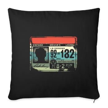 Rétro permis de conduire École de conduite examen Conducteurs - Housse de coussin décorative 45 x 45 cm - noir - Devant