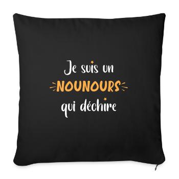 nounours - Housse de coussin décorative 45 x 45 cm - noir - Devant