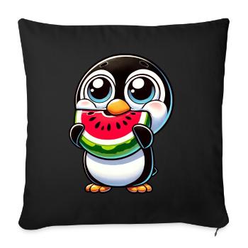 Funny Penguin with Watermelon Cartoon Summer - Sofa pillowcase 17,3'' x 17,3'' (45 x 45 cm) - black - Front