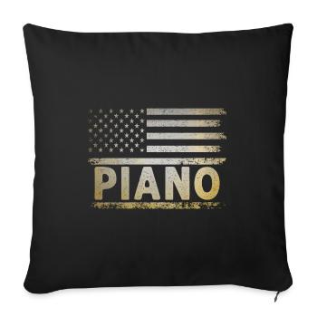 American Flag Piano Keys États-Unis Pianiste Claviériste P - Housse de coussin décorative 45 x 45 cm - noir - Devant