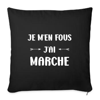 Randonné humour marche nordique - Housse de coussin décorative 45 x 45 cm - noir - Devant
