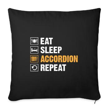 Eat Sleep Accordion Repeat Accordionist Musician - Sofa pillowcase 17,3'' x 17,3'' (45 x 45 cm) - black - Front