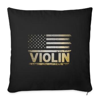 Drapeau américain USA Instrument violoniste Viole de viole - Housse de coussin décorative 45 x 45 cm - noir - Devant