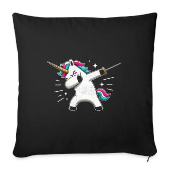 Synchronisieren Einhorn Fechter Schwert Degen Fechter Athlet - Sofakissenbezug 45 x 45 cm - Schwarz - Vorne