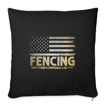 American Flag USA Fencing Sword Epee Fencer - Sofa pillowcase 17,3'' x 17,3'' (45 x 45 cm) - black - Front