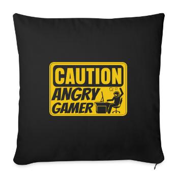 Caution Angry Gamer Video Game Player PC Console G - Sofakissenbezug 45 x 45 cm - Schwarz - Vorne