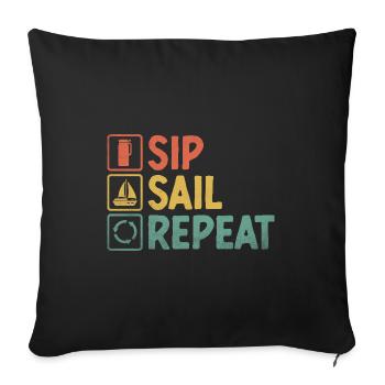 Sip Sail Repeat Paddelboot - Sofakissenbezug 45 x 45 cm - Schwarz - Vorne