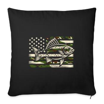 Drapeau américain Pêche au poisson USA Patriot Fisherman A - Housse de coussin décorative 45 x 45 cm - noir - Devant