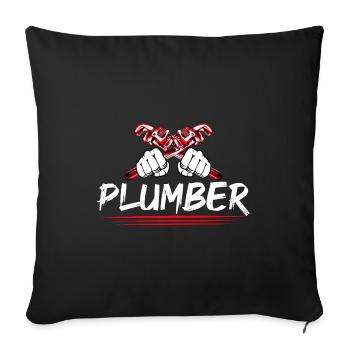 Retro Graphic Plumbing Mechanic Heating Engineer T - Sofakissenbezug 45 x 45 cm - Schwarz - Vorne