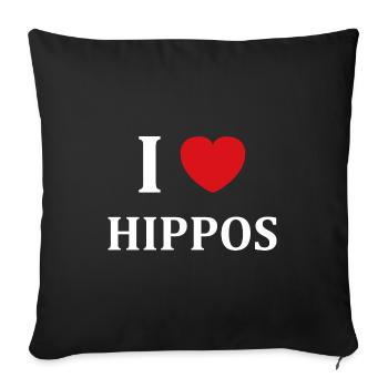 amour petit hippopotame - Housse de coussin décorative 45 x 45 cm - noir - Devant